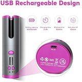Fer à Friser, première qualité Fers à boucler Automatique Sans Fil Portables Avec écran Lcd, Conception Anti-brûlure à Température Réglable, Fer à Friser Rechargeable Avec Minuterie